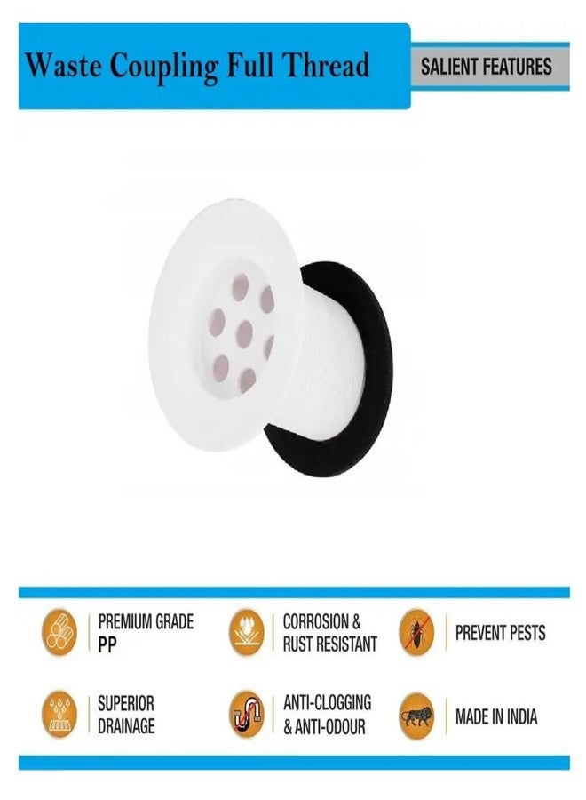 COSSIMO PVC Plastic White Full Thread Waste Coupling for Wash Basin (Pack of 2) - Image 3